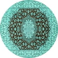 thumbnail image 1 of Ahgly Company Machine Washable Indoor Round Medallion Turquoise Blue Traditional Area Rugs, 7' Round, 1 of 4