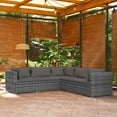thumbnail image 1 of vidaXL 5 Piece Garden Lounge Set with Cushions Poly Rattan Grey, 1 of 5