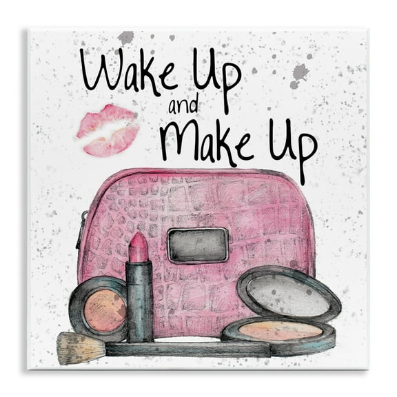 Stupell Industries Wake Up Makeup Phrase Beauty & Fashion Painting Unframed Art Print Wall Art, 12 x 12