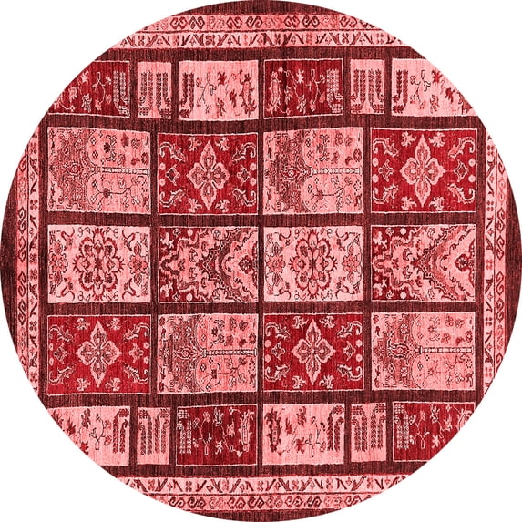 Ahgly Company Indoor Round Abstract Red Modern Area Rugs, 8' Round