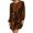Terracotta, variant on Women's Velvet Round Neck Tie Waist Long Sleeve Mini Dress 95% polyester 5% elastane Everyday chic and evenings