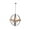 Gray Caged 4 Light Solid Globe 26" x 26" x 29", variant on DecMode Modern Metal Gold Geometric Chandelier with Link Style Chain, 25"W x 30"H