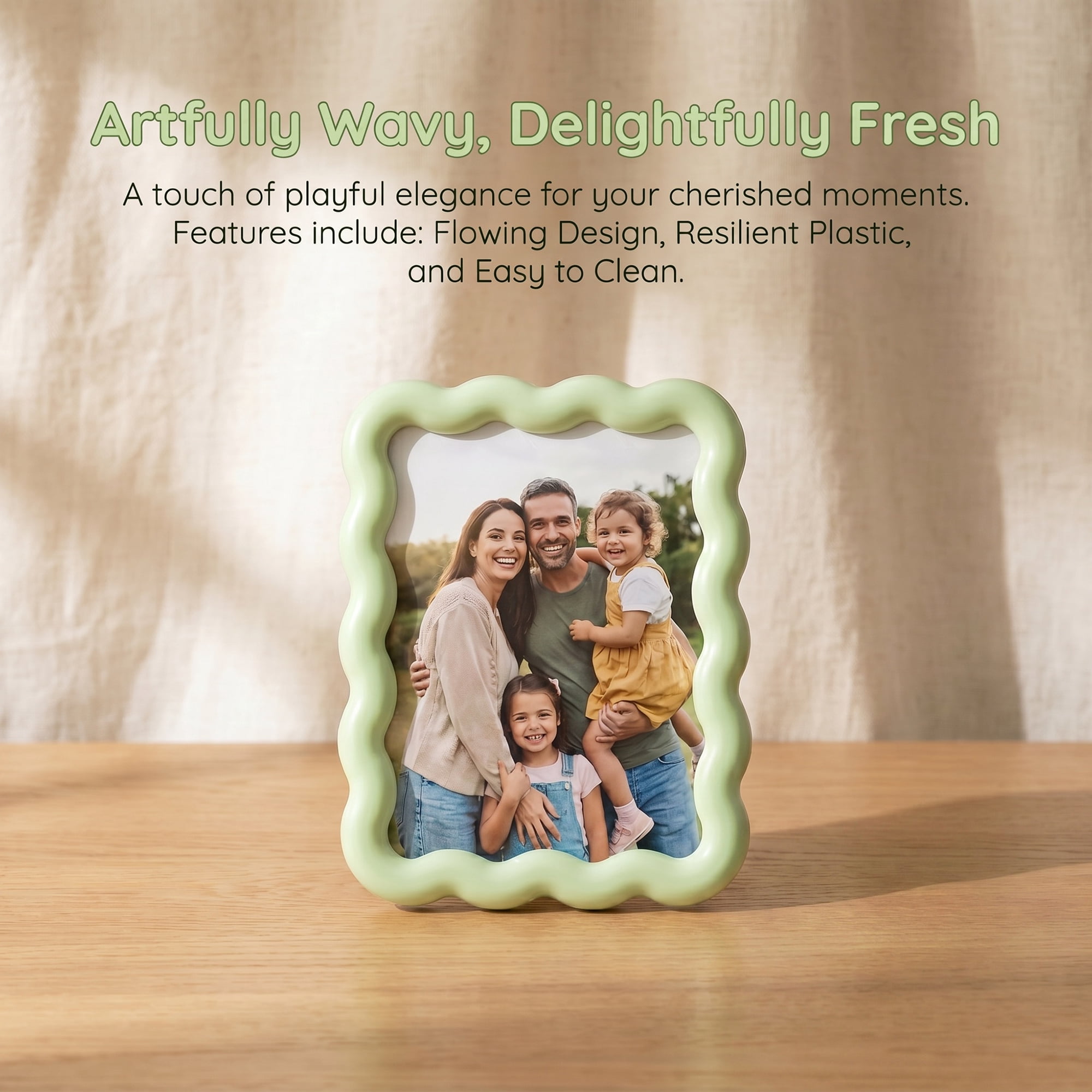 Unique Bargains Photo Frame with HD Glass for Aesthetic Desk Display Green 4" x 6"