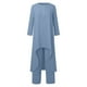 thumbnail image 4 of Traje de dos piezas de moda 2025 para mujer: top de manga larga irregular y pantalones de pierna ancha. Conjunto informal de estilo oriental., 4 of 5