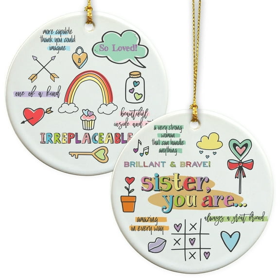 Sister Christmas Round Disc Ornament