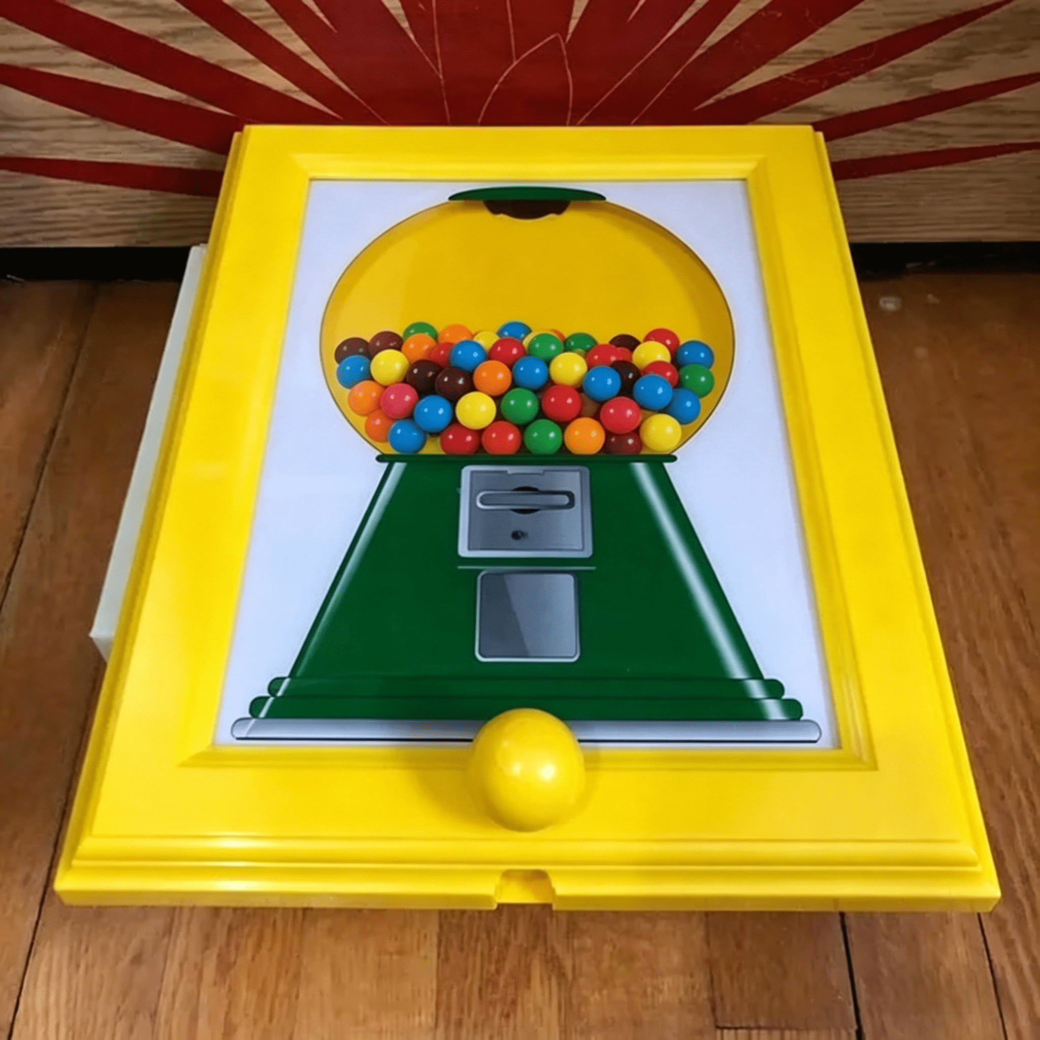 Candy Dispenser Picture Hanging Candy Frame, Gumball Machine In A Frame, Handy Fast Distribution Candies, Nuts, Dog & Cat Treats, Suitable For Birthday & Holiday Gifts (Yellow)