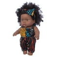 thumbnail image 3 of Xecvkr Black Vinyl Baby Doll Toy 8 Inch Realistic Curly Hair Soft Limbs Lifelike Companion Art Collection Gift for Kids Photo Prop Hand-Drawn Nails Removable Clothes, 3 of 5