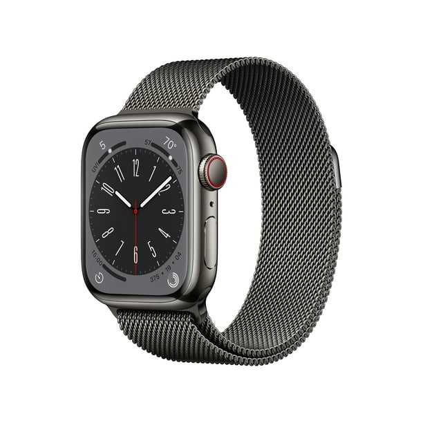 Apple Watch Series 8 GPS + Cellular 41mm Graphite Stainless Steel Case with  Graphite Milanese Loop