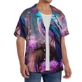 thumbnail image 2 of Balery Beautiful Flower Blue Bird Camisa Casual de Manga Corta con Botones para Hombre, Texturizada, Estilo Cubano, para Playa, Verano-3X-Large, 2 of 5