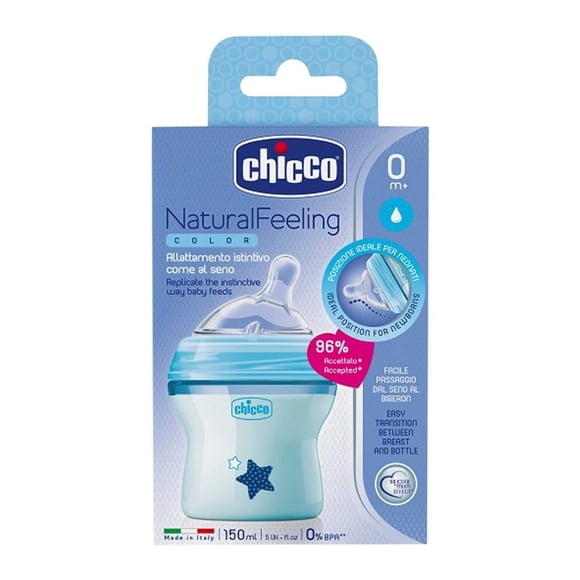 Biberón Chicco Natural Feeling azul 150 ml 1 pza