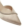 thumbnail image 3 of XYD Women Pointed Toe Sparkly Rhinestone D'orsay Pumps Slip on Mid Stiletto Heels Elegant Party Prom Shoes Size 12.5 Beige, 3 of 4