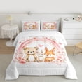 thumbnail image 2 of Castle Fairy Kawaii Bear Rabbits Full Size Comforter Sets,Cute Floral Animal Bedding Sets, 2 of 8