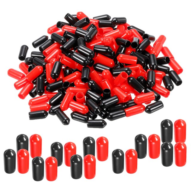 Unique Bargains 200pcs Rubber End Caps Cover Assortment 5.5mm Screw Thread Protector for Screw Bolt Black Red