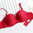 thumbnail image 4 of SMihono Fashion Womens Bras Sexy Comfortable and Breathable Bra with Small Breasts Gathered and Secondary Breasts Steel Ring Striped Bra Red M, 4 of 9