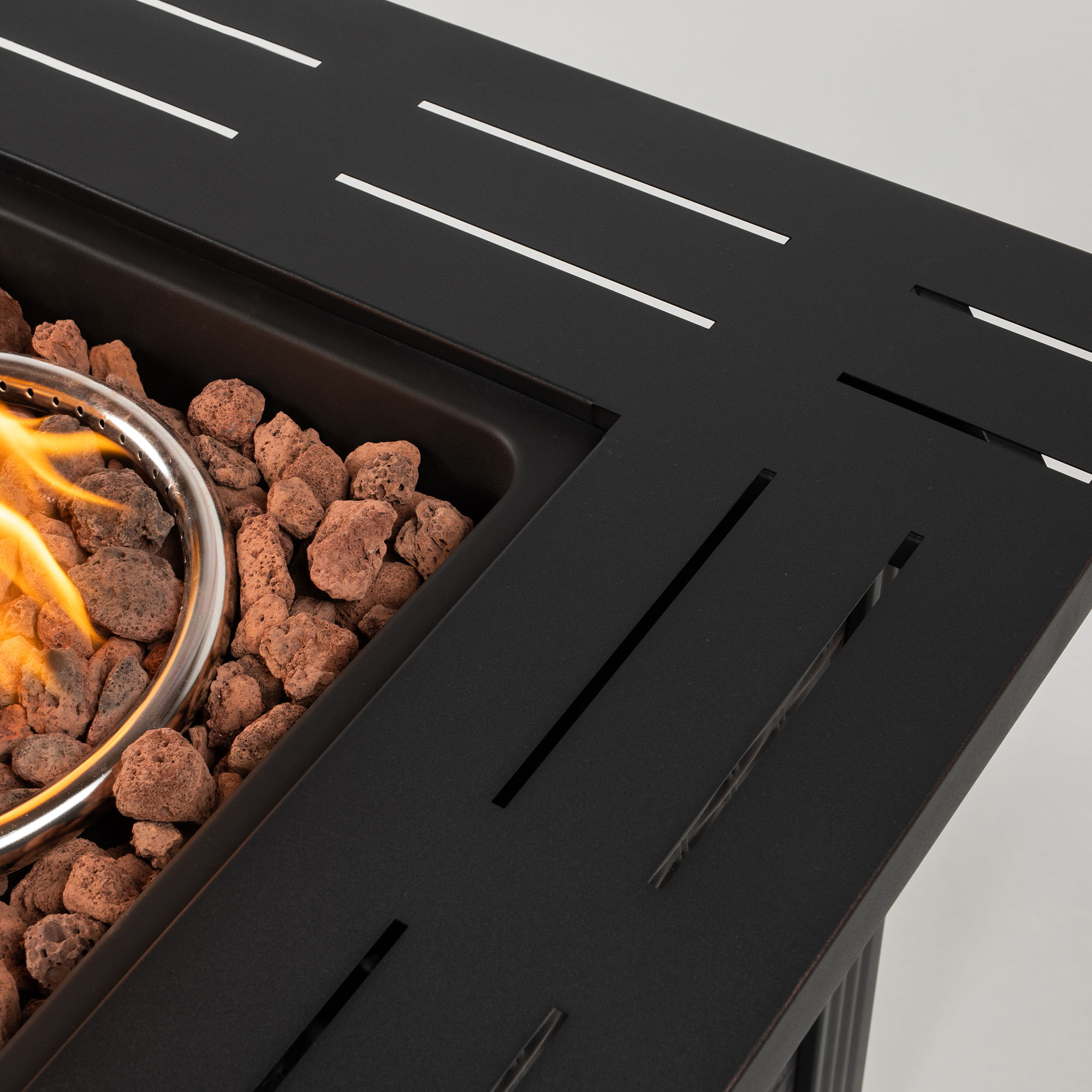 Joynovia 28-inch Square Steel Fire Pit Table – Outdoor Propane Fire Pit with Lid, 40,000 BTU, ETL Approved, Brown