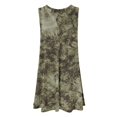 thumbnail image 3 of MBJ WDR1077 Womens Tie Dye Round Neck Sleeveless Trapeze Dress Tunic Top L OLIVE, 3 of 4