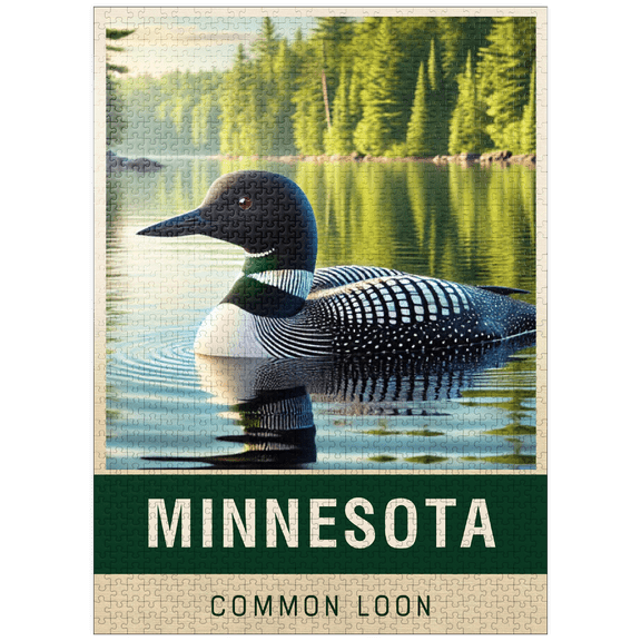 MyPuzzle - State Birds Series: Minnesota, Common Loon - Premium 1000 Piece Jigsaw Puzzle for Adults