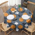 thumbnail image 3 of Pumpkin Ghost Bat Halloween Pattern Round Tablecloth 60"x60",Wrinkle Wipeable Table Cloth for Kitchen Dining Room Picnic Patio Party, 3 of 6