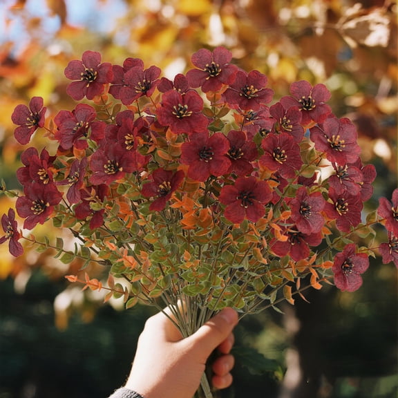 Artificial Fall Flowers Outdoors, 25 Bundles Autumn Fake Silk Flowers Plants Faux Fall Decorations for Home Outside Yard Garden Porch Patio Decor, Multicolor