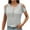 Gray, variant on Dgankt Plus Size Spring Clothes for Women Women's New Round-neck Short-sleeved Off-the-shoulder Solid Color Button-down Casual Top