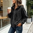 thumbnail image 5 of Tqcoqu Corduroy Zip Up Hoodie Jacket for Women,Drawstring Hood Long Sleeve Loose Casual Outerwear Tops with Patch Pocket For Fall Winter,Black Women's S-XXXL, 5 of 10
