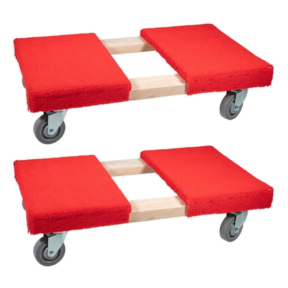 2 Pack 19" x 32" Carpeted Furniture Dolly 4 Wheels 1000 lbs. - Hardwood and Plywood Piano Moving Office Dolly with 3.5" x 4" Swivel Casters Mover