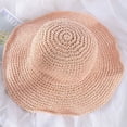 thumbnail image 2 of Women Wavy Ruffle Wide Brim Crochet Straw Sun Hat UPF 50+ UV Protection Packable Foldable Breathable Beach Travel Bucket Hat Pink, 2 of 6