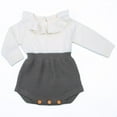 thumbnail image 3 of Newborn Baby Girl Sweater Romper Ruffle Sleeve Cotton Knitted Bodysuit Fall Winter Outfit Clothes, 3 of 7