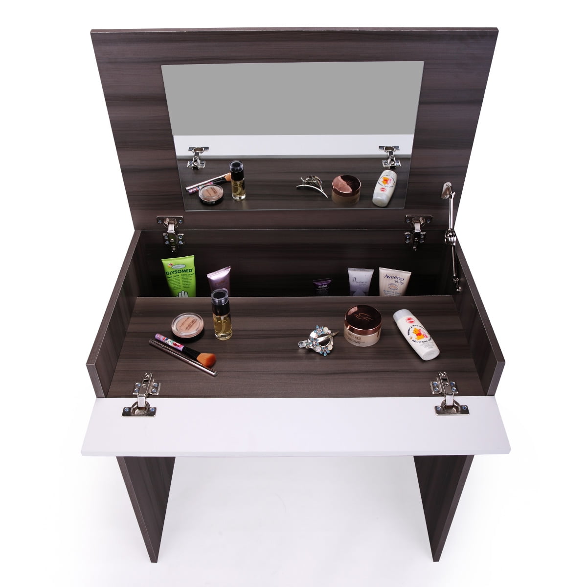 Dcenta Vanity Makeup Dressing Table with Flip up Mirror Spacious Storage Vanity Table, Ebony