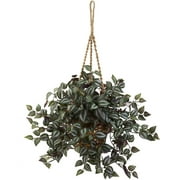 Nearly Natural Wandering Jew Artificial Plant in Hanging Basket, Green