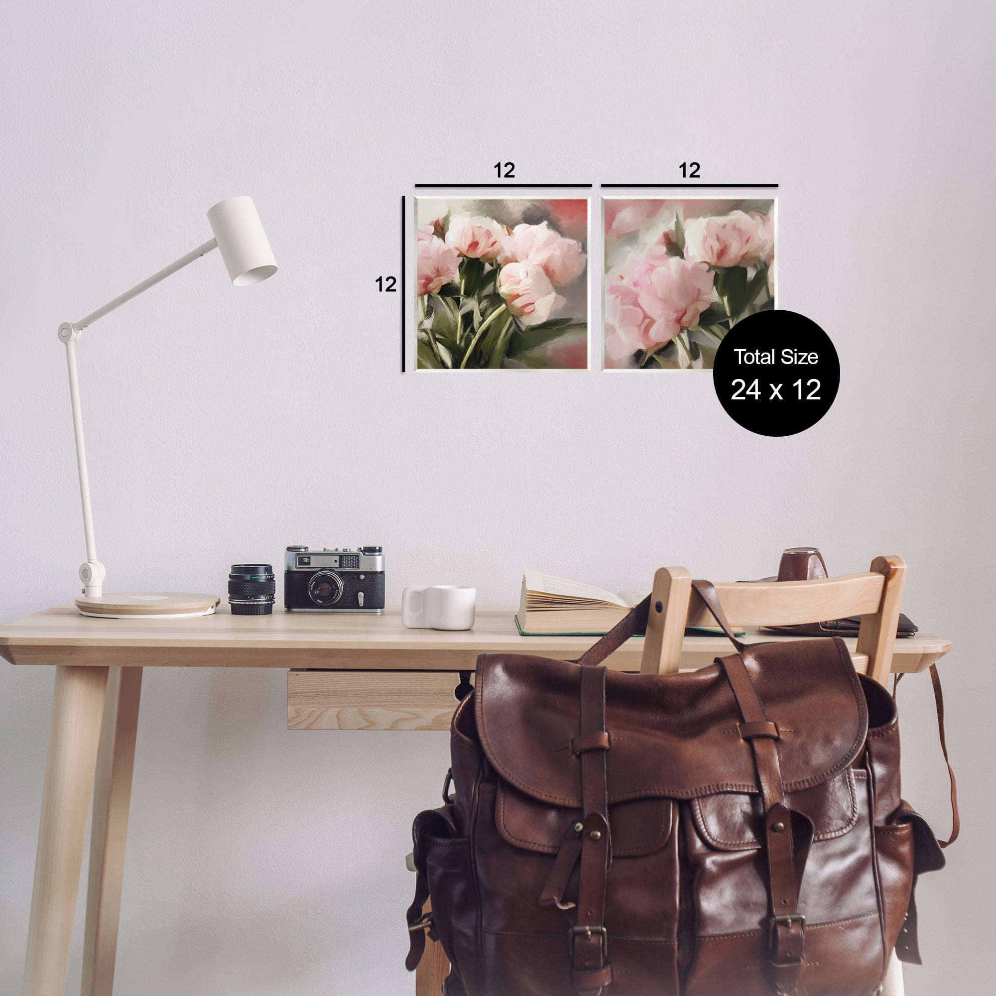 Stupell Industries Soft Pink Peony Arrangement Plants & Flowers Painting Unframed Art Print Wall Art, 12 x 12, Set of 2
