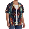 thumbnail image 2 of Naloa Mystic Wolf Dreamcatcher Men's Loose Fit Cuban Collar Short-Sleeve Shirt, Hawaiian Shirts, Mens Shirts Casual for Everyday Wear Outings-Small, 2 of 5