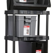 Hyper Tough Garage Plastic Stacking Open Storage Bin, Medium, Gray, No Lid