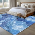 thumbnail image 4 of Non-Slip Rug Pad Rugs Abstract Watercolor Ocean Wave Rectangle Area Rugs 5x7Ft Soft Carpet Pads for Living Room Kids Room, Blue Marine Coral Texture, 4 of 9