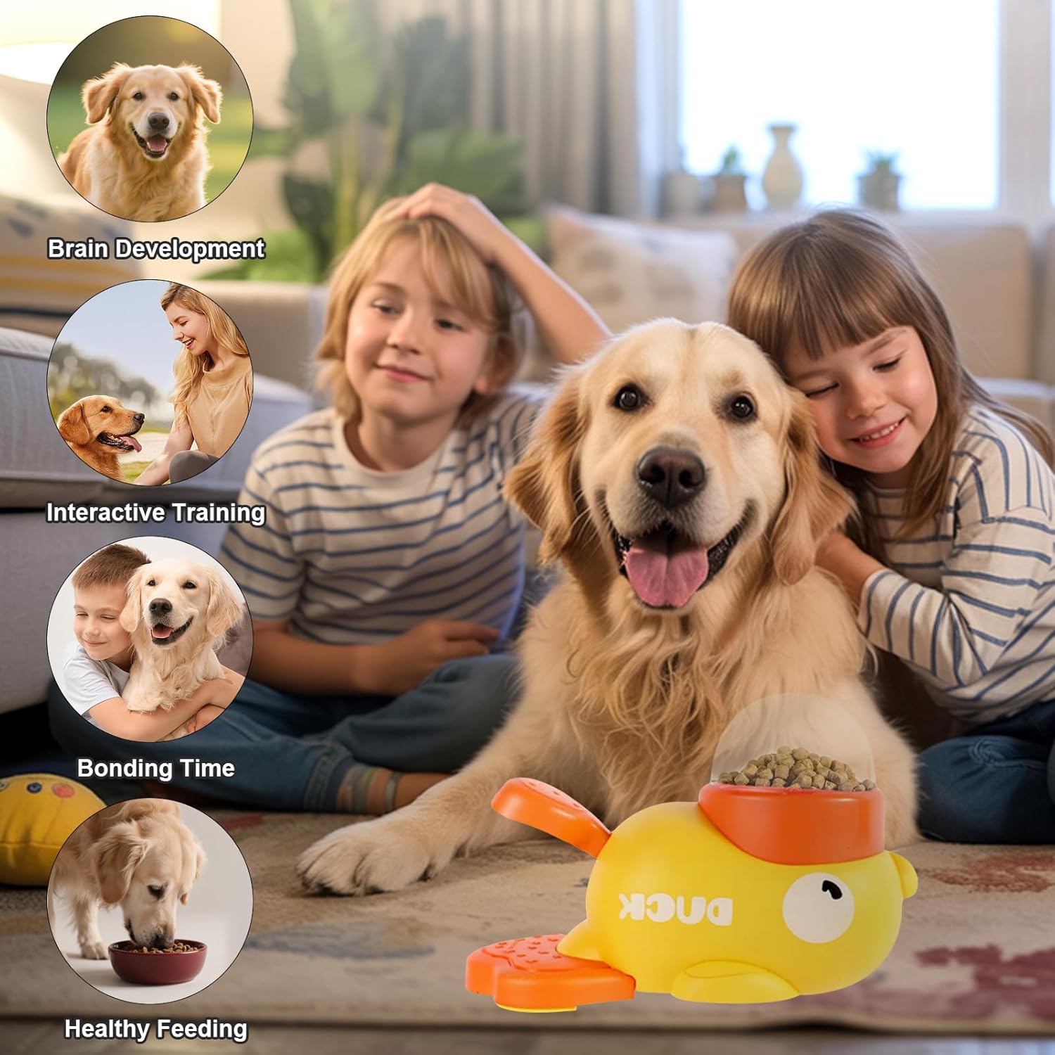 Dog Feeder Puzzle Toy Duck, 2-in-1 Interactive Cat Slow Feeder Toy Treat, The Slow Feeder Puzzle Toy That Helps Prevent Gulping and Bloating