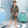 thumbnail image 5 of FORMRS Niños Bathrobe Unisex Hooded Robe Soft Plush Pajamas Sleepwear, Size 2-3T, Red Flamingo Pattern, 5 of 7