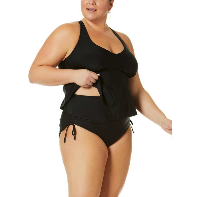 Swimsuits For All Women's Plus Size Plunge Tankini Top 18 Black