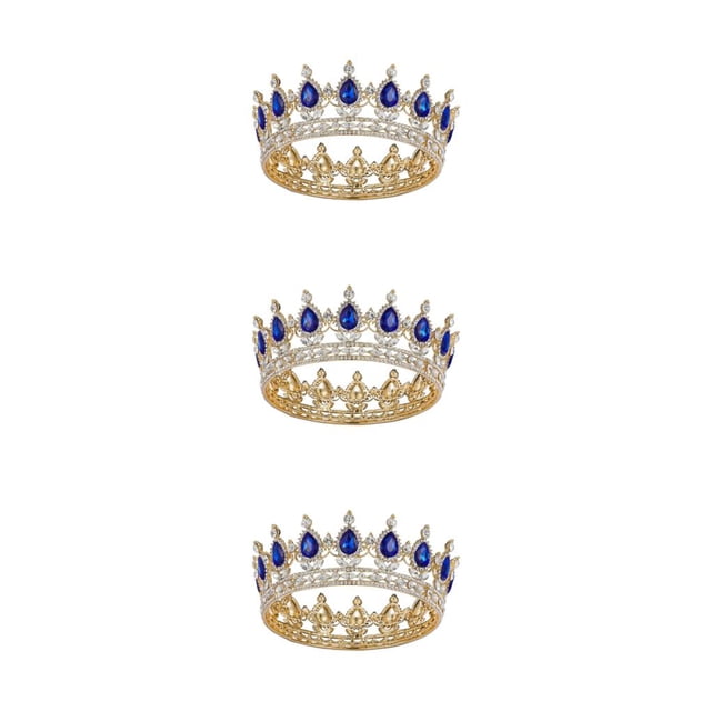 VONKY Alloy Exquisite Craft And Delicate Pattern Rhinestone For Wedding Or Bridal Electroplated Gold + sapphire 3Set