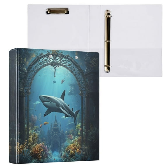 Underwater Scene 3 Ring Hardcover Binders 1.5in Round Rings for Letter-Size Folder Paper Organizer Pockets for Office Student Recipe