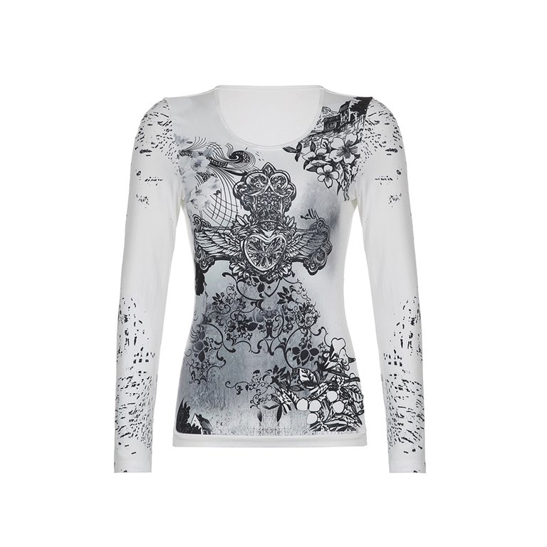 Women Y2k Rhinestone Long Sleeve top Tee Gothic Graphic Women Y2k Rhinestone Long Sleeve top Tee Gothic Graphic