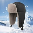 thumbnail image 2 of Kid Winter Knitted Hat Trapper Hat With Ear For Toddlers Kids Warm Fleece Lined Winter Earflap Hat For Boys Girls Winter Hat,8-10 Years,A97-Black, 2 of 9