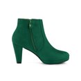 thumbnail image 3 of BLISSFUL STEP St. Patrick's Day Women's Side Zip Low Platform Block Heel Ankle Booties Emerald Green 7.5, 3 of 7