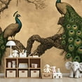 thumbnail image 7 of Peel and Stick Wallpaper Wall Murals Floral Vintage Green Peacock Bathroom Decor 69"H x 96"W Removable Wall Paper Self-Adhesive Wall Decor for Bedroom Living Room Nursery, 7 of 7