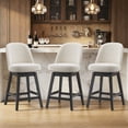 thumbnail image 2 of AFO 26" Upholstered Swivel Counter Height Bar Stools Set of 6, Modern Fabric Bar Chairs with Solid Wood Frame, Suitable for 35"-39" Table, For Kitchen Island Dining Room Pub Restaurant, Beige, 2 of 12