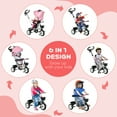 thumbnail image 4 of Qaba 6 in 1 Toddler Tricycle with Parent Push Handle, Pink, 4 of 10