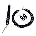 thumbnail image 4 of Conjunto de collar pulsera y pendientes Yinane joyería de cadena gruesa cierre de langosta negro, 4 of 8
