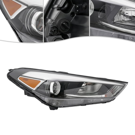 Headlight Assembly, for 2016 2017 2018Hyundai Tucson Halogen w/LED and Bulbs DRL Headlamp Passenger Side (Right Side)
