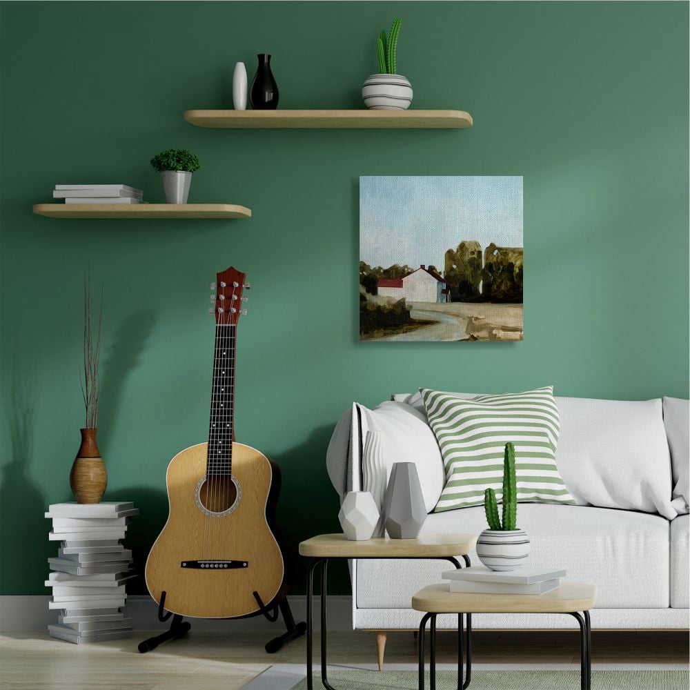 Stupell Industries Farmhouse Cottage in Meadow Traditional Landscape Canvas Wall Art Design by Emma Caroline, 30" x 30"