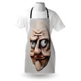 thumbnail image 3 of Humor Apron Grumpy Internet Troll Face with Trippy Gestures Ugly Post Meme Joke Image, Unisex Kitchen Bib Apron with Adjustable Neck for Cooking Baking Gardening, Egg Shell and Tan, by Ambesonne, 3 of 3