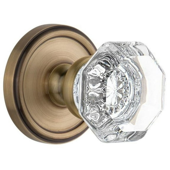 Grandeur Geochm_Psg_238 Georgetown Solid Brass Rose Passage Door Knob Set - Brass